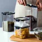 Plastic Covered Sealed Cans Grain Storage Jar Kitchen Storage Box Set of 5