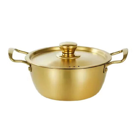 Golden Pot Koreanstyle Noodle Pot with Double Handles Cooking Soup Pot stainless Steel -18CM