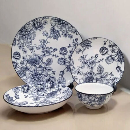 Fine Porcelain Complete Dinnerware Set 24Pcs