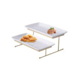 Brilliant-2-Tier-Ceramic-Rectangular-Platter-Gold-Stand-BR0265