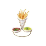 Brilliant Fries Holder With Sauces Pot Gold BR0298