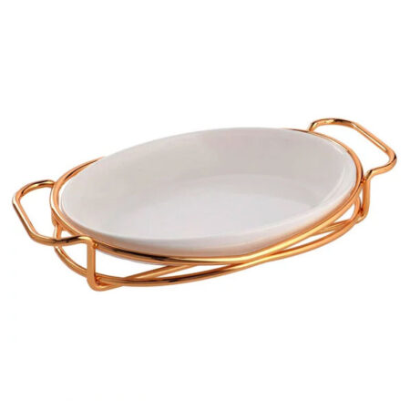 Brilliant Oval Serving Dish With Gold Stand 12 Inch – BR16012