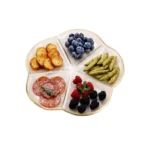 Danny Home Gold Rimmed 5 Division Flower Design Glass Serving Dish  RW10-01 Price in Pakistan