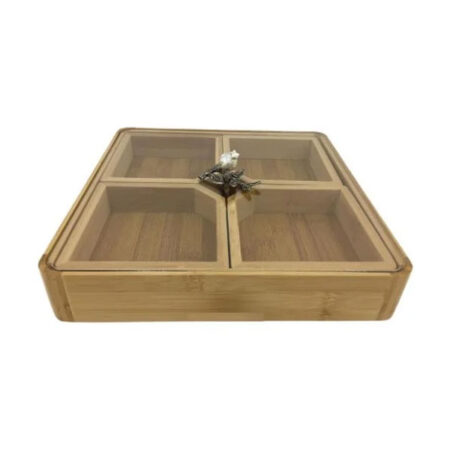 ORCHID 4 Partition Wooden Square Serving Dish WB1041