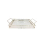ORCHID Acrylic Serving Tray With Handles Silver 34cm x 25cm CD6737