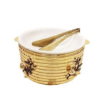 ORCHID-Round-Buffet-Serving-Bowl-Stand-With-Tong-Gold-WB1204