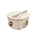 ORCHID-Round-Buffet-Serving-Bowl-Stand-With-Tong-Silver-WB1206