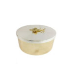 ORCHID-Round-Golden-Candy-Box-Jar-With-Silver-Lid-WB615