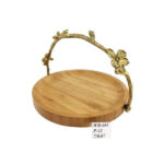ORCHID-Wooden-Round-Serving-Basket-With-Golden-Handle-20cm-WB681N