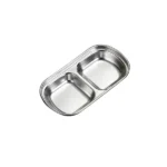 2 Compartment Stainless Steel Sauce Plate Silver GST2056