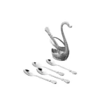 6Pcs Golden-Silver Spoon Set With Golden-Silver Swan Holder NG-003