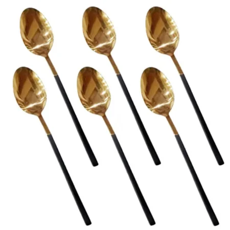 Black+Gold Fancy 6 Piece Table Spoon Set CC-007