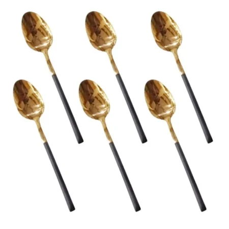 Black+Gold Fancy 6 Piece Tea Spoon Set CC-009