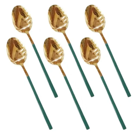 Green+Gold Fancy 6 Piece Table Spoon Set CC-010