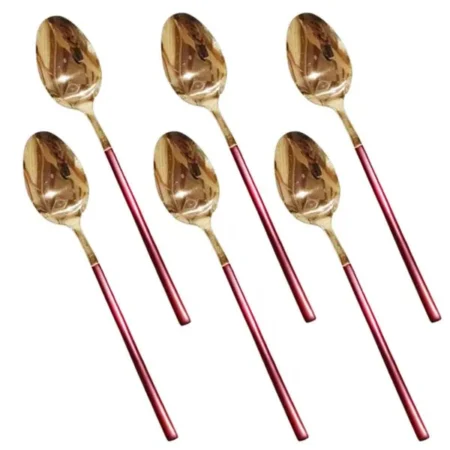 Red+Gold 6 Piece Fancy Table Spoon Set CC-004