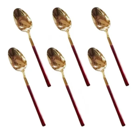 Red+Gold Fancy 6 Piece Tea Spoon Set CC-006