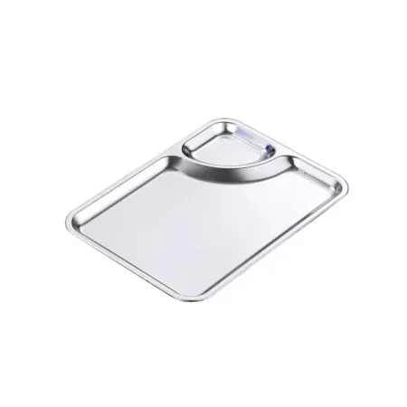 Stainless Steel Snack Serving Plate With Sauce Portion Silvery 24 x 17 cm GST2081