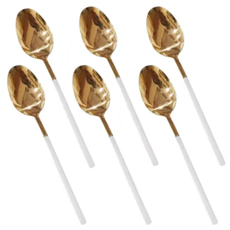 White+Gold Fancy 6 Piece Table Spoon CC-001