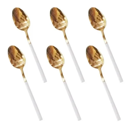 White+Gold Fancy 6 Piece Tea Spoon Set CC-003