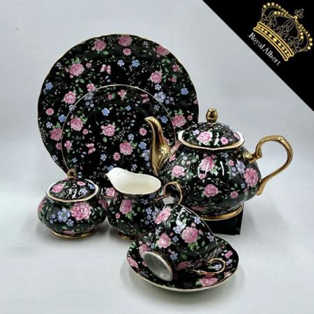 Royal Albert Bone China 24 Pcs Tea Set Black – 406-F