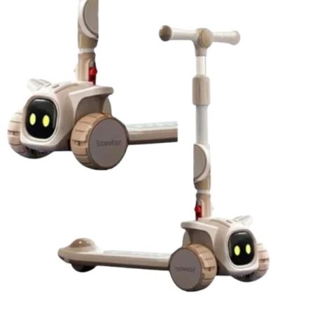 Three-wheeled Scooter for Children With Tilt Steering Children’s Folding with Backlight