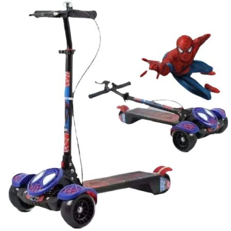 Spider-Man Large Foldable Kick Scooter With Brake Light Music – Max Load 100kg