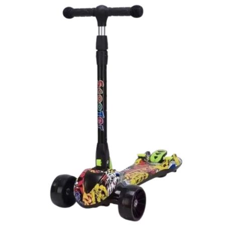 Folding Handlebar Anti Skid Double Bottom Plate Cool Spray Children’s Scooter on Both Sides