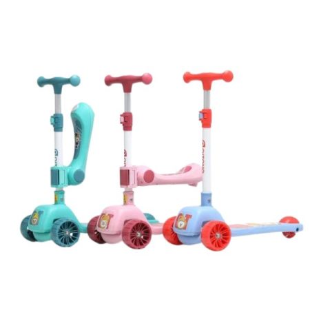 Seat Children Scooter 3 in 1 Scooter Children’s Folding Scooter Cycle Children’s Toy Scooter Balance Bike