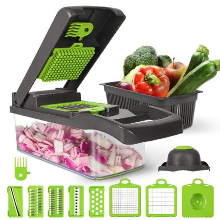 Vegetable Slicer with Food Container Multifunctional Fruit Slicer Handle Food Grater