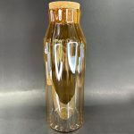 Amber Ribbed Glass Cork Bottle