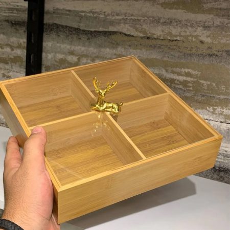 BAMBOO 4 PARTITION DRYFRUIT TRAY - Square