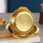 GOLDEN BOWL WITH TEXTURE 24 CM
