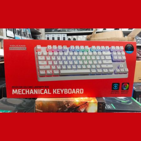 Gaming keyboard MODECOM Volcano Lanparty ARGB Mechanical Keyboard Edition WHITE - Blue switch -87 keys programmable