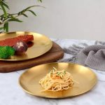 Gold Plate Round Stainless Steel Size : 45 CM