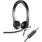 Logitech H650e Wired Headset, Stereo Headphones with Noise-Cancelling Microphone, USB, In-Line Controls, Indicator LED, PC/Mac/Laptop - Black  (981-000519)