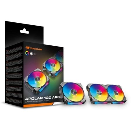 Cougar APOLAR 120 ARGB REVERSE BLADE Pack Of 3 Fans - Black  (3MARB12A3.0001)