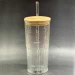 ICE TEA GLASS WITH STRAW BIG WITH LID LAASI 600ML