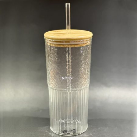 ICE TEA GLASS WITH STRAW BIG WITH LID LAASI 600ML