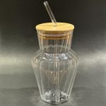 ICE TEA GLASS WITH STRAW BIG WITH LID PUMPKIN