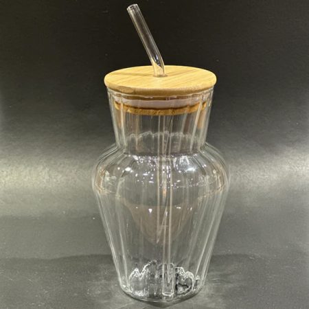 ICE TEA GLASS WITH STRAW BIG WITH LID PUMPKIN