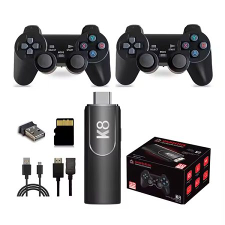 K8 Game Stick Dual 2.4G Wireless Handle Plug Play Supports 4K HD TV Output X2 Gamestick Compatible with 40000+ Games for PSP