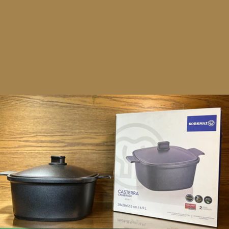 KORKMAZ Square Cast Iron Casserole 28 x 28 x 12.5 cm “Casterra”