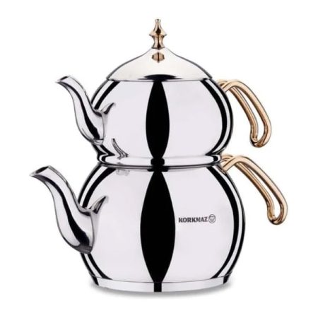 Korkmaz Hanedan Gold Turkish Teapot Set