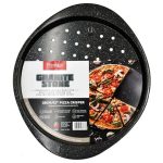 Prestige Granite Pizza Crisper Pan with Carbon Steel Coating for Home Oven Baking Premium Quality Non-Stick Tray Black 12-Inch PR48777