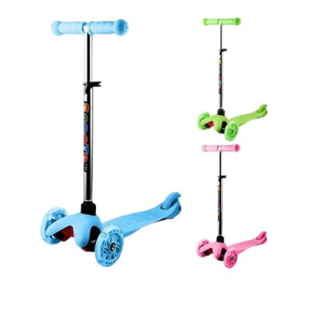 Kids 3-Wheel 4 Levels Adjustable Height Kick Scooter with LED Light Up Wheels MG03A