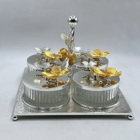 SILVER 4 PCS PARTITION JAR