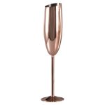 Stainless Steel Champagne Flute Slanted Bowl Wine Long Stem Glass Rose Gold