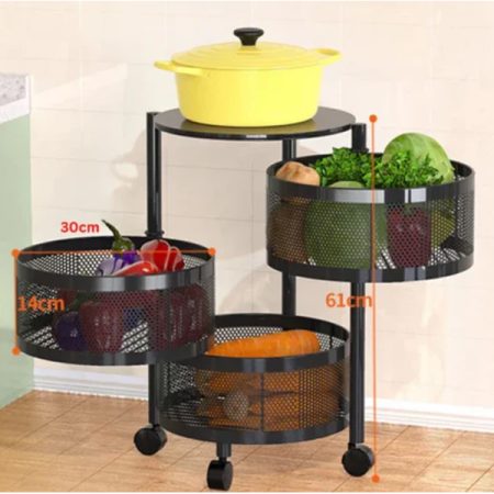 Vegetable Round Storage Trolly 3 Step