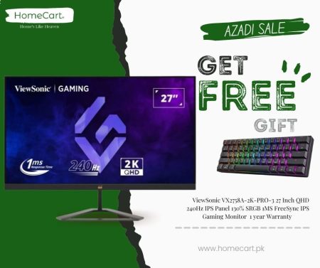 ViewSonic VX2758A-2K-PRO-3 27 Inch QHD 240Hz IPS Panel 130% SRGB 1MS FreeSync IPS Gaming Monitor