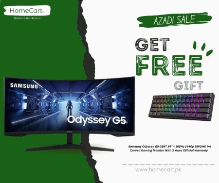 Samsung Odyssey G5 G55T 34″ – 165Hz 1440p UWQHD VA Curved Gaming Monitor With 3 Years Official Warranty